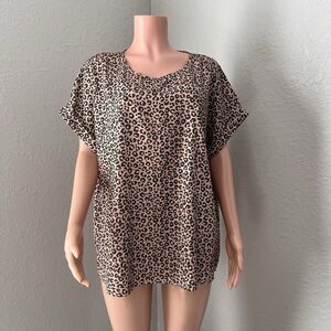 Good Times & Great Adventures Top Womens XL Leopard Cheetah Lightweigh Print #44